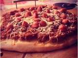 Pizza à la bolognaise knacki herbes de provence gruyère râpé #thermomix