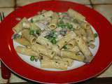 Tortiglioni et ses petits pois et champignons