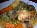 Poulet aux artichauts carottes et petits pois