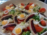 Salade au magret séché et aux œufs de cailles