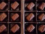 Chocolats fins : ganache chocolat noir et basilic