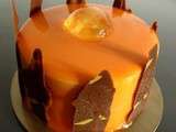 Entremets orange-caramel et noisettes