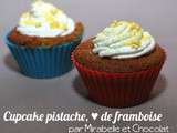 Cupcake pistache et coeur de framboises