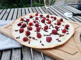 Tarte flambée framboise chocolat