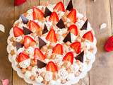 Tarte brownie ~ Chantilly, ganache et fraises