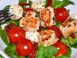 Boulettes de poulet tomates et piment d’espelette en salade