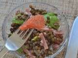 Salade de lentilles vertes avocat pamplemousse