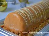 Bûche  vanille, pomme, caramel  sur un palet breton