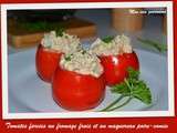 Tomates farcies au fromage frais et au maquereau poire-cumin