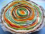 Tarte fleur aux légumes, lard fumé et cancoillotte à l'ail