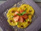 Carpaccio de mangue et raisins secs