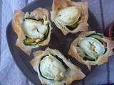 Mini-corolles courgette-chèvre et pignons de pin