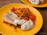 Filets de poisson (cabillaud) aux poivrons et tzatziki