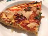 Tarte tomates, pignon, parmesan et basilic