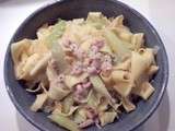 Papardelle aux asperges vertes, crevettes grises et vodka