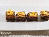 Brownies chocolat noir, noix et écorces d'oranges confites (Dark chocolate brownies, nuts and candied orange)