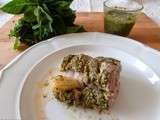 Filet mignon de porc au pesto de menthe (Pork tenderloin with mint pesto)