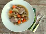 Filet mignon de porc aux navets, carottes et champignons (Pork tenderloin with turnips, carrots and mushrooms)