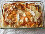 Gratin de patates douces, butternut et bleue d'Artois au poulet (Bake sweet potatoes, butternut and blue Artois and chicken)