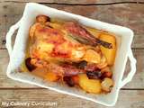 Pintade à l'ananas, aux clémentines et boudin blanc (Guinea fowl with pineapple, clementines and white pudding)