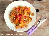 Poêlée de légumes colorés à l'orange sanguine et nouilles chinoises (Sautéed vegetables with blood orange and Chinese noodles)