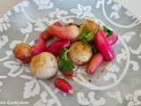 Radis et navets nouveaux poêlés au miel et à la coriandre (Radishes and turnips fried with honey and coriander)