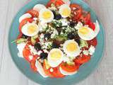 Salade composée de tomates mozzarella et feta (Tomatoes salad with feta and mozzarella)