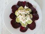 Salade de betteraves (cuites au four), concombre et chèvre frais (Beet salad (baked), cucumber and goat cheese)