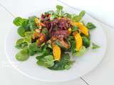 Salade de gésiers de canard (Labeyrie) oranges et figues (duck gizzard salad (Labeyrie) with oranges and figs