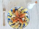 Salade de melon vert, poires, figues, roquefort et noix (Green melon salad, pears, figs, blue cheese and walnuts)