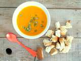 Soupe veloutée potimarron, patate douce et carottes (Potimarron velvety soup, with sweet potato and carrots)