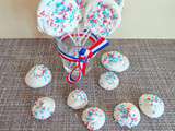 Sucettes de meringues et meringues colorées pour le 14 juillet (Lollipops colored meringues and meringues for July 14)