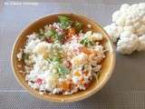 Taboulé de chou-fleur, tomates multicolores et basilic (Cauliflower tabbouleh, multicolored tomatoes and basil)