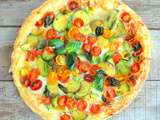 Tarte mozzarella, avocats, tomates cerises (Avocados, cherry tomatoes and mozzarella tart)