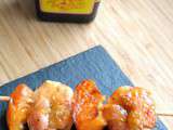 Brochettes de gambas et abricots