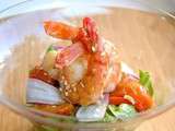 Salade de gambas aux poivrons et aux abricots