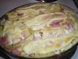 Gratin de macaronis au jambon façon tartiflette