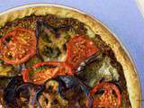 Tarte à l’aubergine sur fond de pesto (vegan)