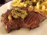 Entrecôte et pennes au pesto