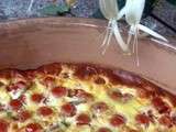 Clafoutis de tomates cerises et basilic