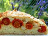 Fougasse aux tomates-cerises et aux oignons nouveaux