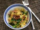 Wok de chou vert, pommes de terre et girolles