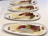 Asperges blanches chaudes, parmesan et speck