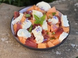 Assiette fraicheur : Melon, mozza, speck, basilic