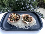 Coquilles beurre de noix et croûtons