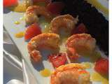 Gambas aux agrumes et riz Venere