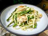 Linguines aux pointes d'asperges et crevettes