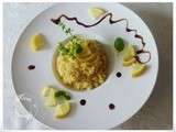 Risotto au citron confit, gingembre et basilic