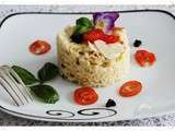 Risotto basilic, parmesan, tomates confites, tomates cerise