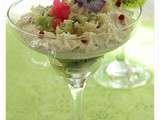 Verrine crabe, kiwi, fromage frais, menthe et perles d'échalotes